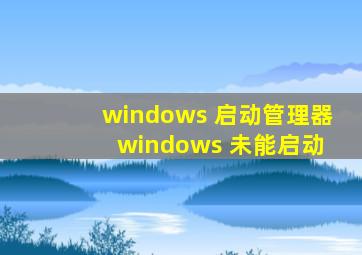 windows 启动管理器 windows 未能启动